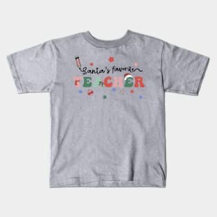 Santa's Favorite Teacher Kids T-Shirt